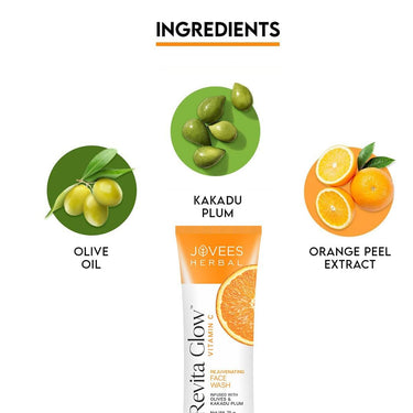 Jovees Herbal Revita Glow Vitamin C Face Wash For Glowing And Brightening Skin | Gentle Skin Hydrating & Rejuvenating Face Wash Cleanser with Kakadu Plum and Olives | For All Skin Types- 75g